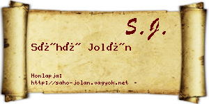 Sáhó Jolán névjegykártya