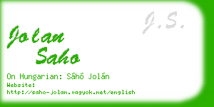 jolan saho business card