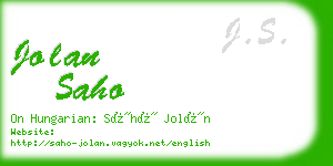 jolan saho business card